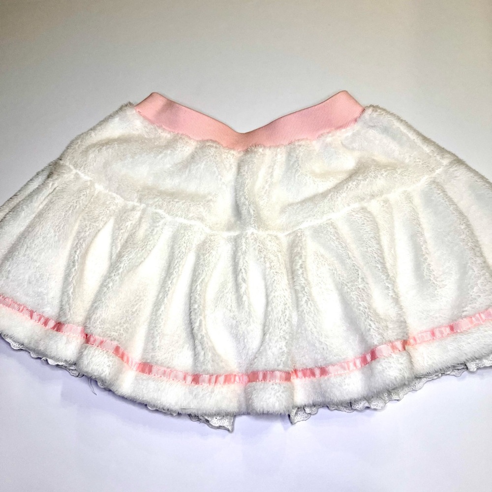 Faux Fur Lolita Coquette Style White & Pink Skirt w/ Built-In Shorts Rare - Picture 7 of 11